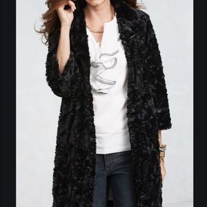 CAbi Black Faux Fur Coat